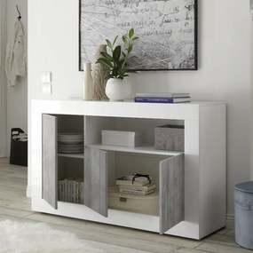 URBINO Fehér-Beton Komód 3 ajtós 138cm