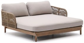 Krémszínű-natúr színű kétszemélyes tömörfa kerti napozóágy Catalina – Kave Home