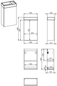 AREZZO design MINI 40 1 ajtós fehér (Fürdőszoba alsószekrény + mosdó)