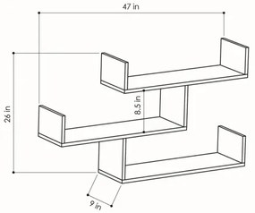Fali polc TIBET 67x120 cm antracit