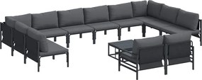 vidaXL Kerti Kanapé Szett párnával 13 pcs Fekete Acél