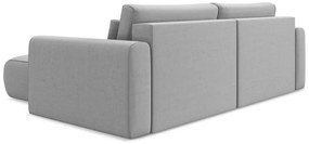 Világosszürke bársony kinyitható-tárolóhelyes sarokkanapé (jobb oldali-heverő résszel) Kapua – Makamii