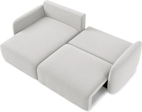 Világosszürke bársony kinyitható-tárolóhelyes sarokkanapé (bal oldali-heverő résszel) Kalena – Makamii