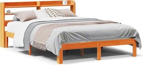 vidaXL viaszbarna tömör fenyőfa ágy matrac nélkül 140 x 190 cm