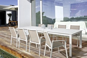 KONNOR prémium bővíthető kültéri étkezőasztal - 160-240cm - fehér