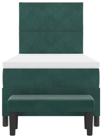 Box Spring Ágy Matraccal és Pad Sötét Zöld 90x190 cm Bársonyos
