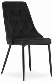 Étkezőgarnitúra 1+4, fekete asztal arany tölgy díszítéssel MADO 120x80cm és fekete bársony étkezőszék IMOLA