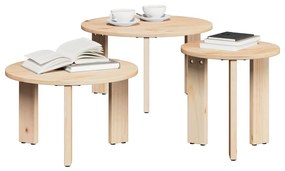 Dohányzóasztal 3 pcs Természetes 47.5 x 47.5 x 27 cm