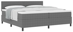 Boxspring ágy matraccal, világosszürke, 200x200 cm, kordbársony szövet
