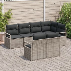 Kerti Kanapé Szett 7 pcs Szürke Poli rattan és porfestett acél