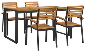 vidaXL 5 részes tömör akácfa és fém kerti étkezőgarnitúra