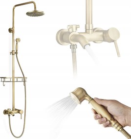 Falra szerelhető zuhany szett Retro sárgaréz esőztető Verno csaptelep Plus