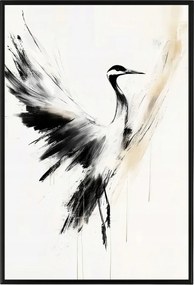 Poszter Keret Alumínium Grafika Természet Madár Daru Sziluett Repülés Mozgás 40x60