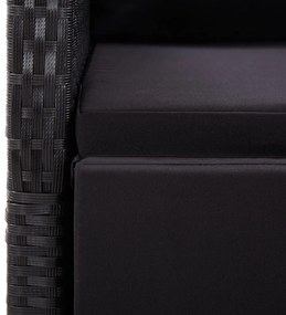 2 db fekete polyrattan dönthető kerti szék párnával