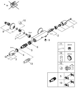 GROHE 34550000 - GROHTHERM 1000 DN 15 termosztátos zuhanycsaptelep, króm