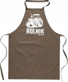 Konyhai Kötény pamut bézs Gazdálkodóknak napi ajándék traktor FA_498_b