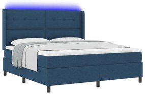Boxspring Ágy Mattal és LED Kék 180x200 cm Szövet
