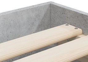 betonszürke szerelt fa ágykeret fiókokkal 90 x 200 cm