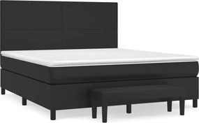 vidaXL fekete műbőr rugós ágy matraccal 160 x 200 cm