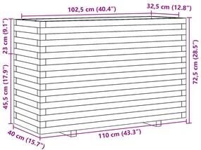 viaszbarna tömör fenyőfa kerti virágláda 110x40x72,5 cm
