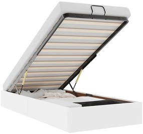 Ottomán ágykeret matrac nélkül fehér 80x200 cm műbőr