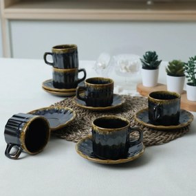 Elementa kőagyag csésze alátéttel 6 db-os szett, 185 ml, sötétkék