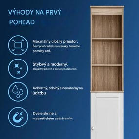 Deuba Fürdőszobai szekrény 170x34x26 - barna/fehér