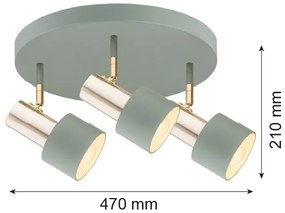 Argon 6007 - Spotlámpa DORIA 3xE27/15W/230V zöld/sárgaréz