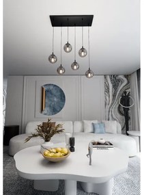 Csillár zsinóron COSMO 6xE14/10W/230V fekete/szürke