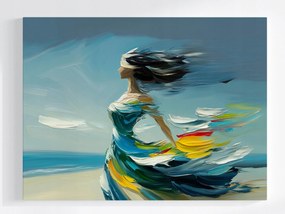 Poszter Nő Figura Tengerpart Szél Nyár Mozgás 100x75
