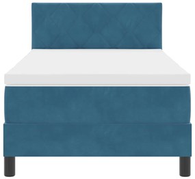 Boxspring ágy matraccal &amp; LED Sötétkék 90x190 cm Bársony