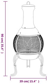 acél kerti tűzhely piszkavassal 39 x 39 x 90 cm