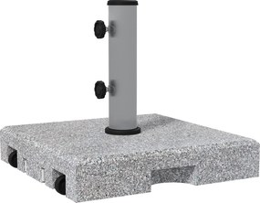 Outsunny Gránit Napernyő Állvány 28kg Napernyő Alap Két Forgatható Gombbal Ø 32/38/48 mm Esernyő Rúdhoz, Kerekes Napernyő Állvány Kertbe, Szürke | Aos