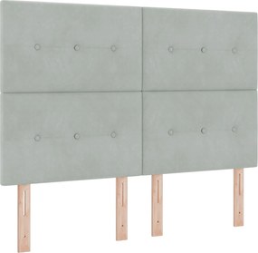 vidaXL LED ágytámla LED -es lámpákkal Világosszürke 144 cm Poliészter