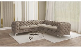 Szürkésbézs bársony sarokkanapé Chelsea – Ropez