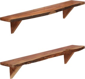 vidaXL 2 db tömör akácfa fali polc 90x20x18 cm