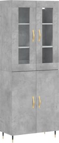 vidaXL betonszürke szerelt fa magasszekrény 69,5 x 34 x 180 cm