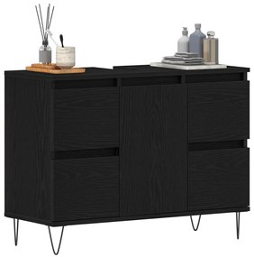 Fürdőszoba Mosdókagyló Szekrény Fekete Tölgy 80x33x60 cm Műanyag