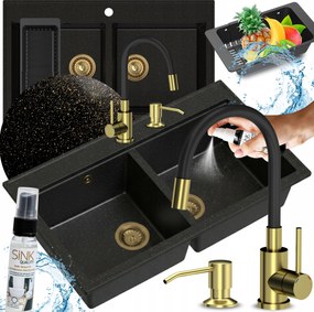 Mosogatótálca Kétrekeszes Gránit arany Nagy Mély Konyhai Csaptelep 10e