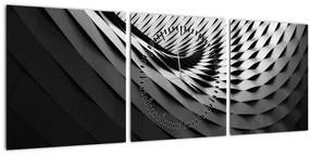 Absztrakt kép - fekete-fehér spirál (órával) (90x30 cm)