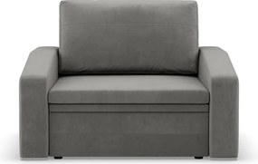 Vertico fekvőfotel, 90 cm széles, bársony, világosszürke