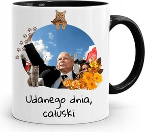 Bögre Fekete Vicces Pis Jaroslaw Kaczynski nyomott mintával