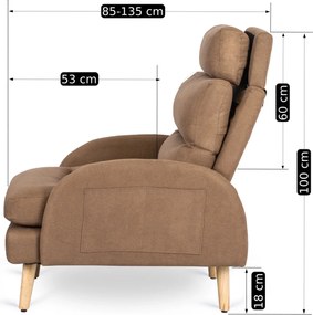 Pihenőfotel barna színben, lábtartóval HENRY