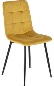 Krzesło PERU Musztardowe Welurowe