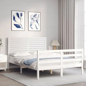 fehér tömör fa ágykeret fejtámlával 140 x 200 cm