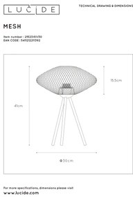Lucide 21523/01/30 - Asztali lámpa MESH 1xE27/40W/230V fekete