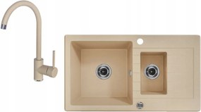 Deante Gránit mosogató Zorba csaptelep bézs