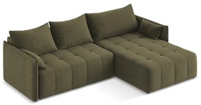 Khaki kinyitható-tárolóhelyes sarokkanapé (jobb oldali-heverő résszel) Moku – Makamii