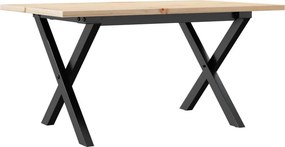 vidaXL tömör fenyőfa és acél dohányzóasztal X-vázzal 80x50x40 cm