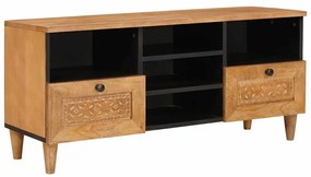 TV szekrény fiókkal Világosbarna 100 x 33 x 46 cm tömör mangófa